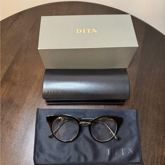 DITA Reckless Black & Gold Round Cateye Eyeglass Frames - Picture 9 of 9